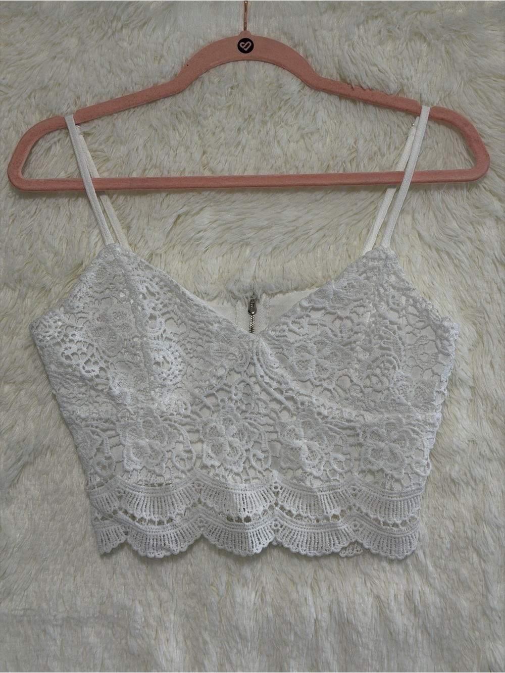 Womens Boho Babydoll Floral Crochet Crop Top S White Festival Lined Coquette